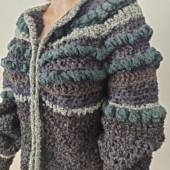 Vintage Estelle Gracer 1982 Vintage Ribbon Sweater Jacket - Picture 6 of 12